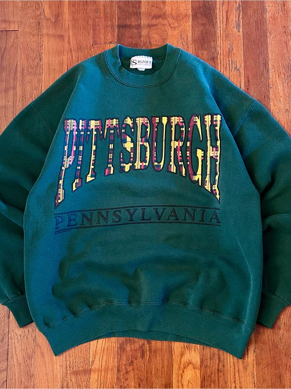 Vintage ‘90s Pittsburgh Destination Tourist Spellout Green Crewneck Sweatshirt S